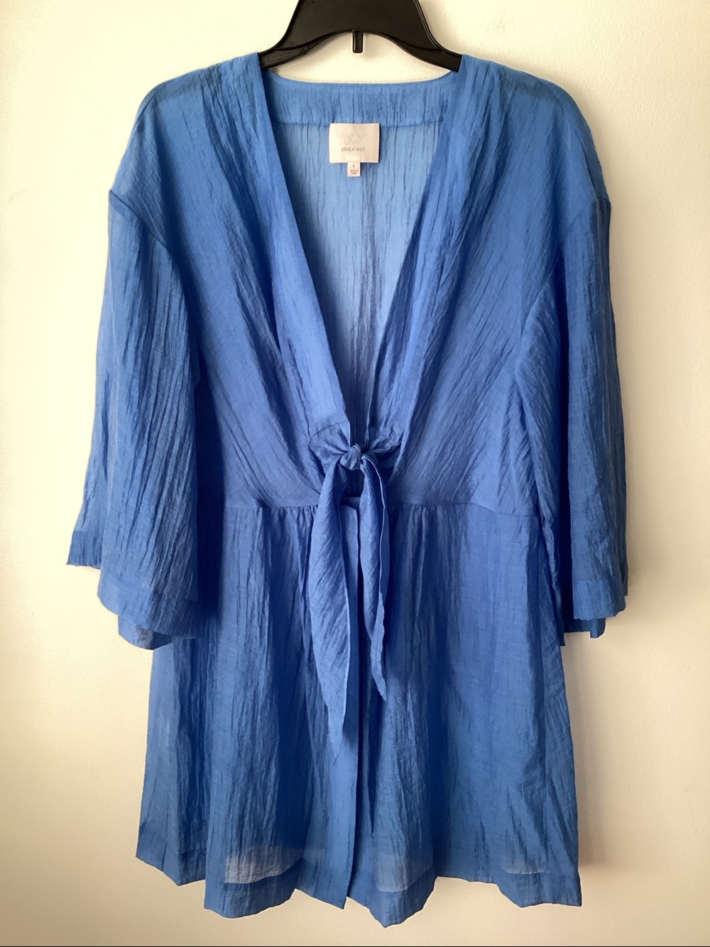 Cinq a Sept Ralpha Crinkled Mini Coverup in Endless Sky Size Large - Picture 5 of 10